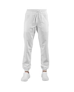 Pantalon blanc avec élastique taille et cheville - mixte