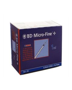 BD Micro-Fine+ Seringue Insuline 1ml 29Gx12,7mm (100 pièces)