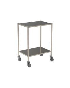 Guéridon en inox 2 plateaux avec bords tombés
