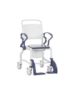 Chaise de toilette en PVC 4 roues, repose pieds, accoudoirs