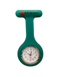 Montre à aiguilles verte avec clip pour infirmière
