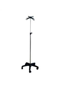 Pied porte serum Eco 5 roulettes 4 crochets polyamide noir