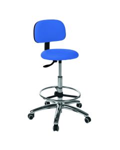 Tabouret circulaire Ecopostural base aluminium avec dossier et repose-pied