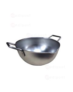 Cupule inox à anses et bec verseur à fond plat