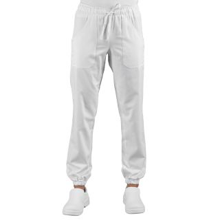044000F.X Pantalon blanc avec élastique taille et cheville M01