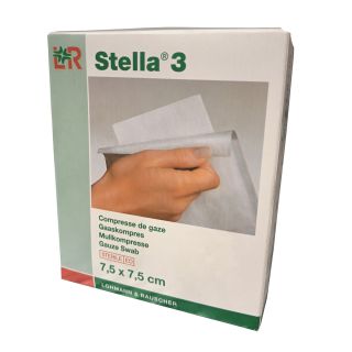 35003 Compresse de gaze stérile Stella 3 7.5x7.5cm 8 plis M01