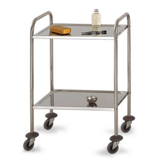 AGX41S Guéridon en inox 2 plateaux soudés sans galeries M01