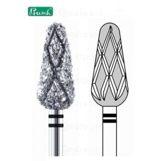 Fraise diamant cone diametre7mm grain mega a rainure M01