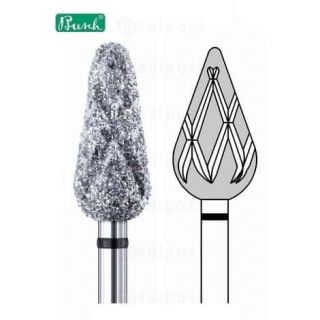 Fraise diamant flamme diametre7 5mm grain super gros a rainure M01
