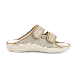 Pantoufles unisexes Bamboo ouvertes arrièreavant 2 velcros beige tecnica 10 jak beige M01