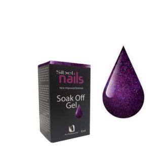 Soak off vernis semi permanent violet paillette M01