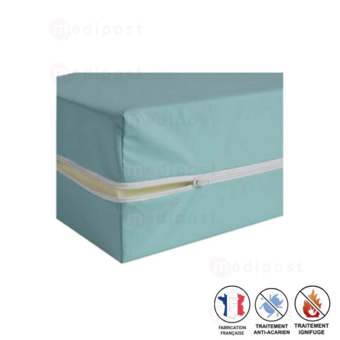 housse matelas satin vert anti-acariens avec tirette 200X90X30