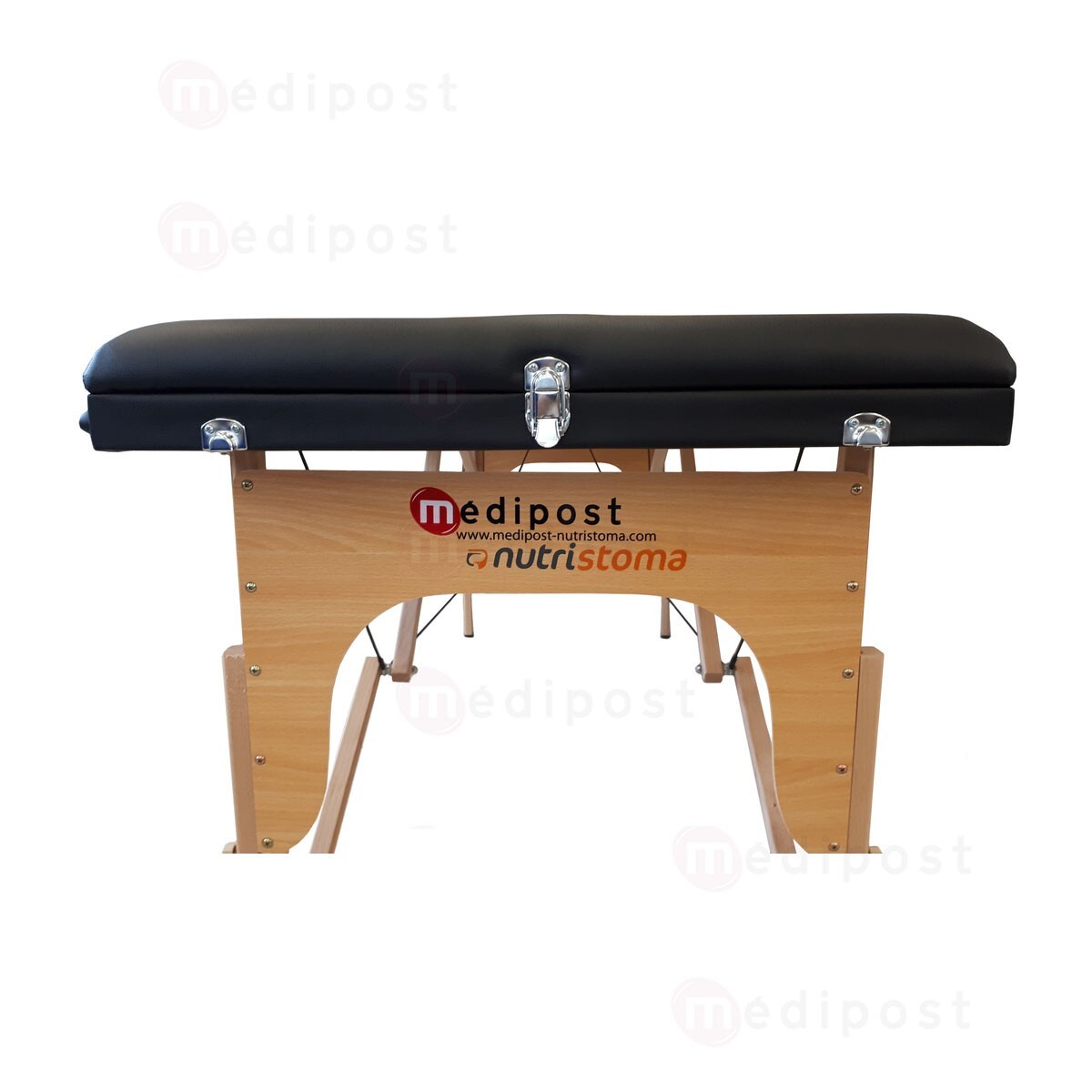 TP309B Divan dexamen pliable en bois simili Bleu Avec logo M02