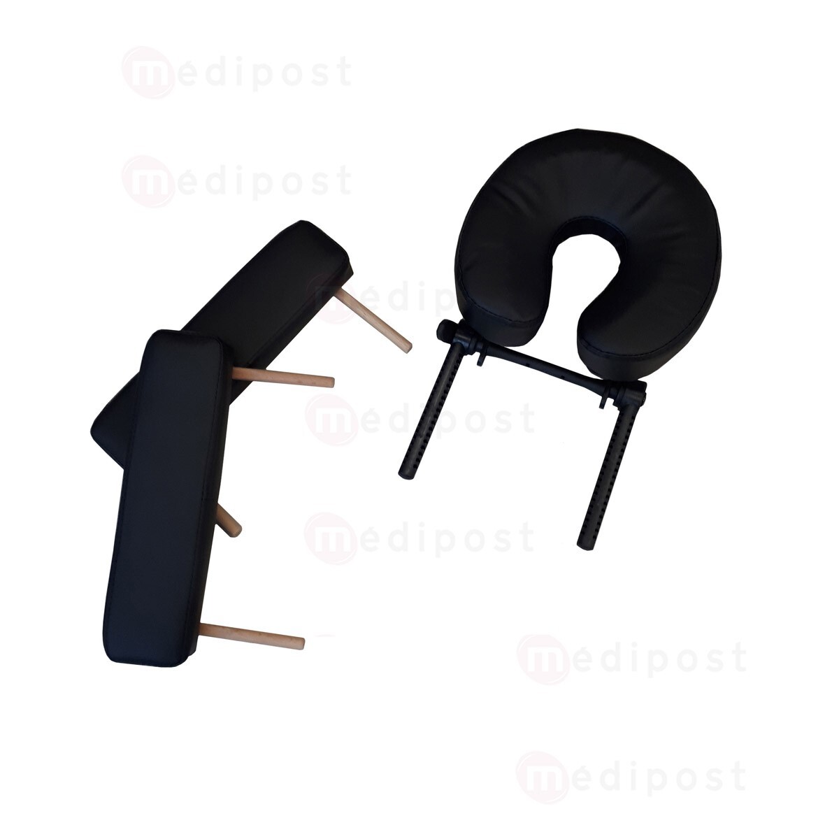 TP309B Divan dexamen pliable en bois simili noir Avec logo M05