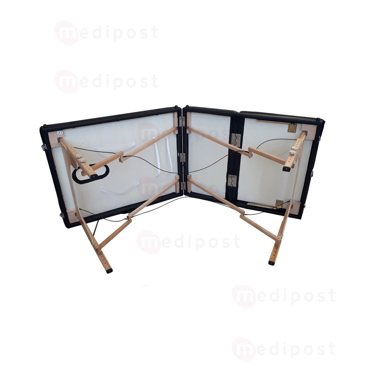 TP309B Divan dexamen pliable en bois simili noir Avec logo M06