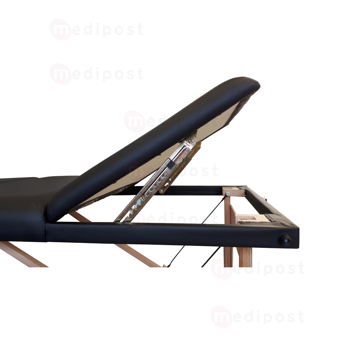 TP309B Divan dexamen pliable en bois simili noir Avec logo M07