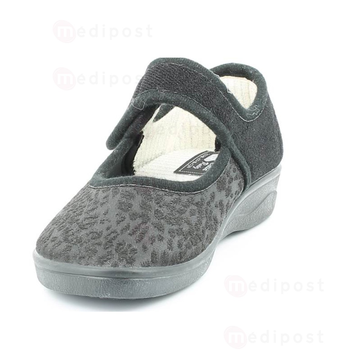 JASMINe Pantoufle Jasmine Lycra a bride velcro noir M02