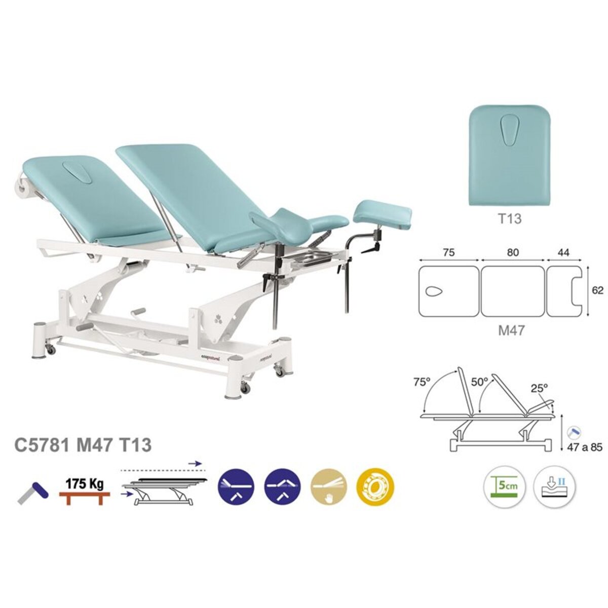 ASCC81 C5981C7981C5581C7581 Fauteuil gynecologique T13 62x200 serie C81 M08