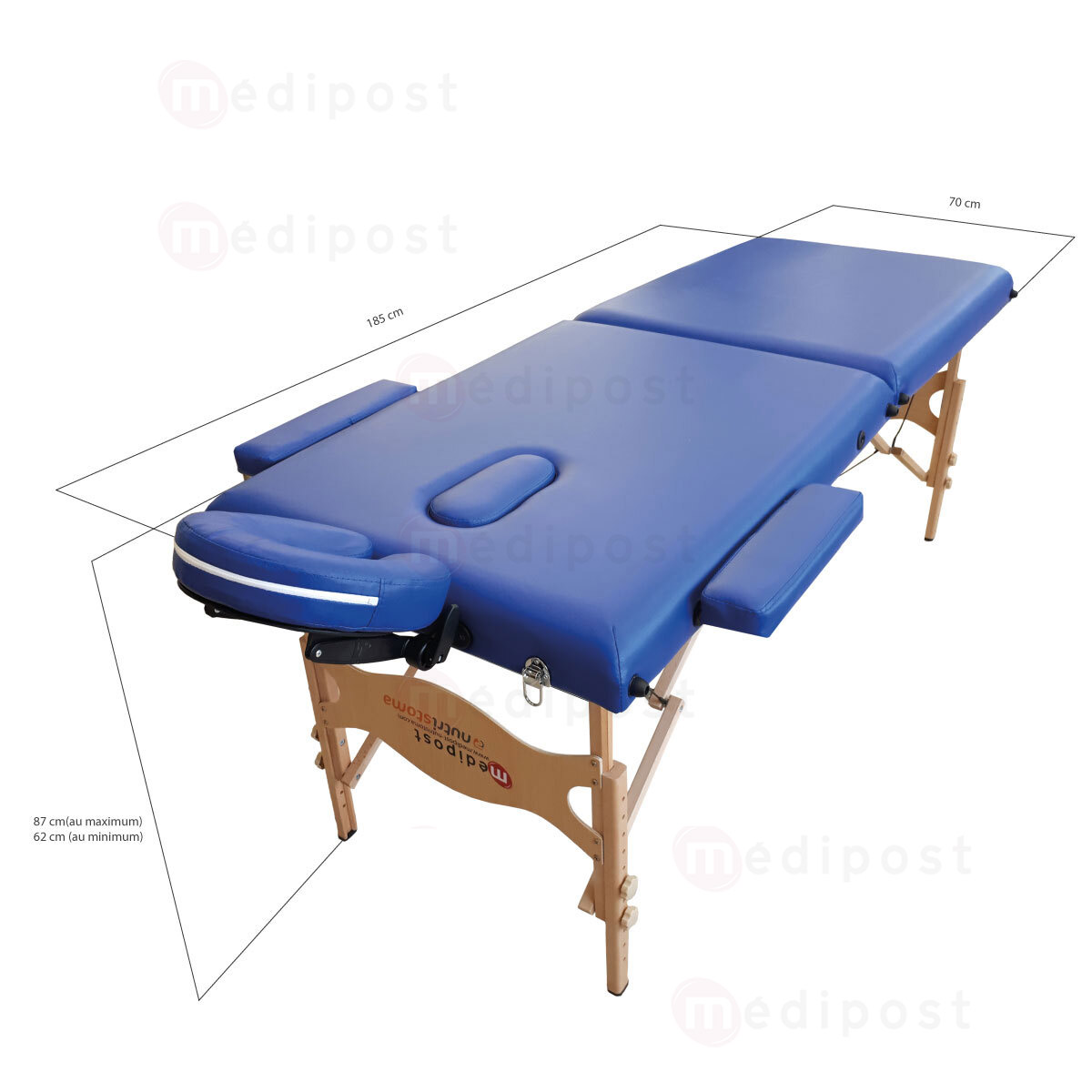 TP305B Divan pliable en bois simili  tetiere fixe Bleu Avec logo M03