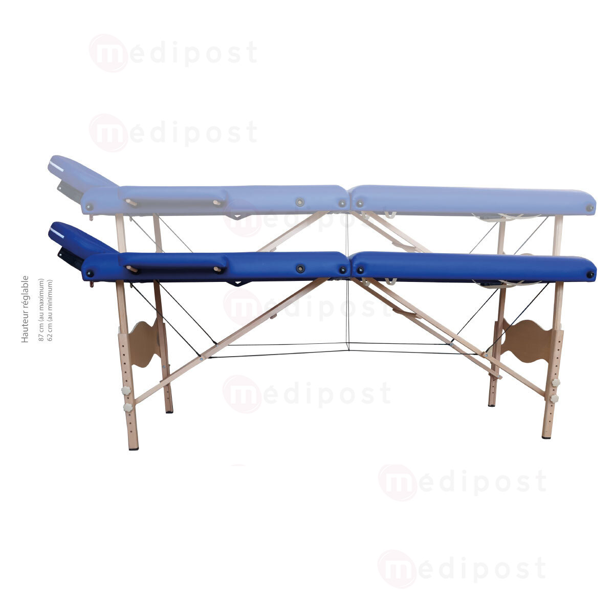 TP305B Divan pliable en bois simili  tetiere fixe Bleu Avec logo M4