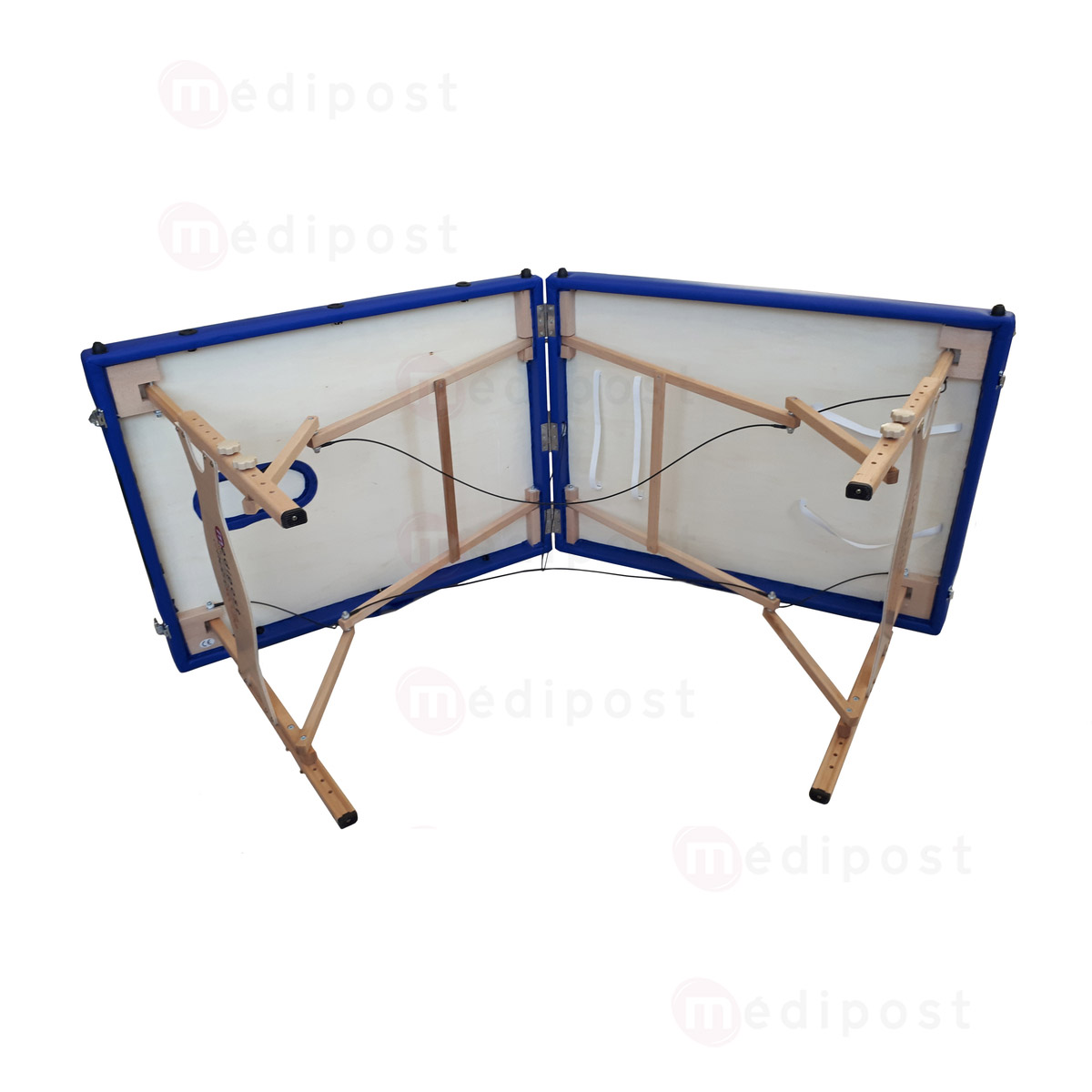 TP305B Divan pliable en bois simili  tetiere fixe Bleu Avec logo M6