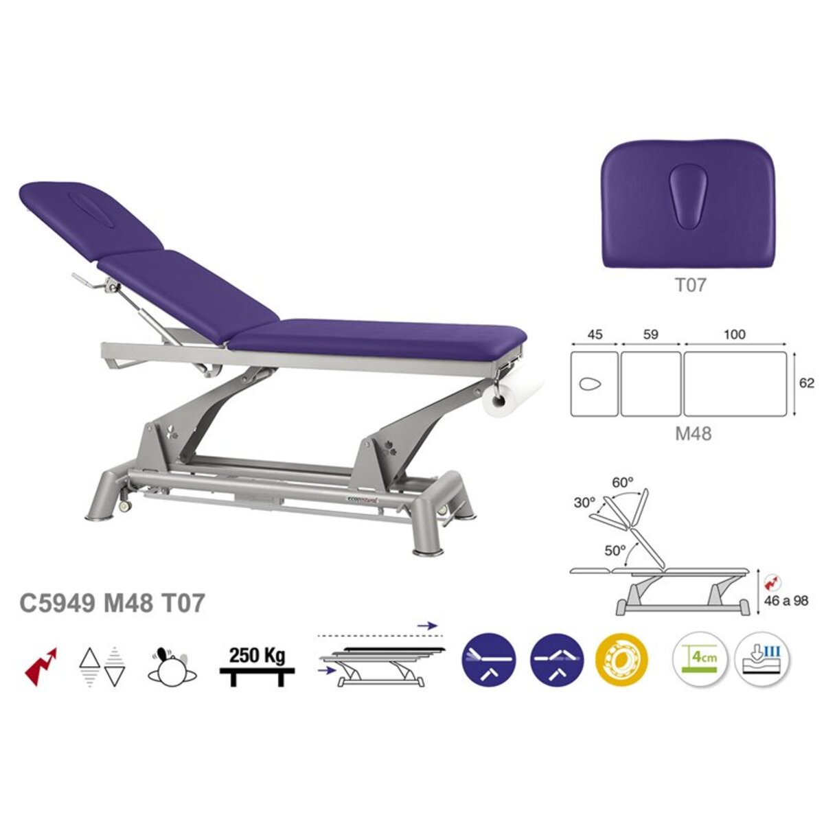 ASCC5949 Table de massage electrique 3 plans T07 32x207 C5949 M02