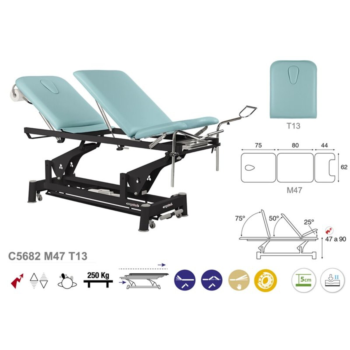 ASCC82 C5982C7982C5582C7582 Fauteuil gynecologique T13 62x200 serie C82 M04