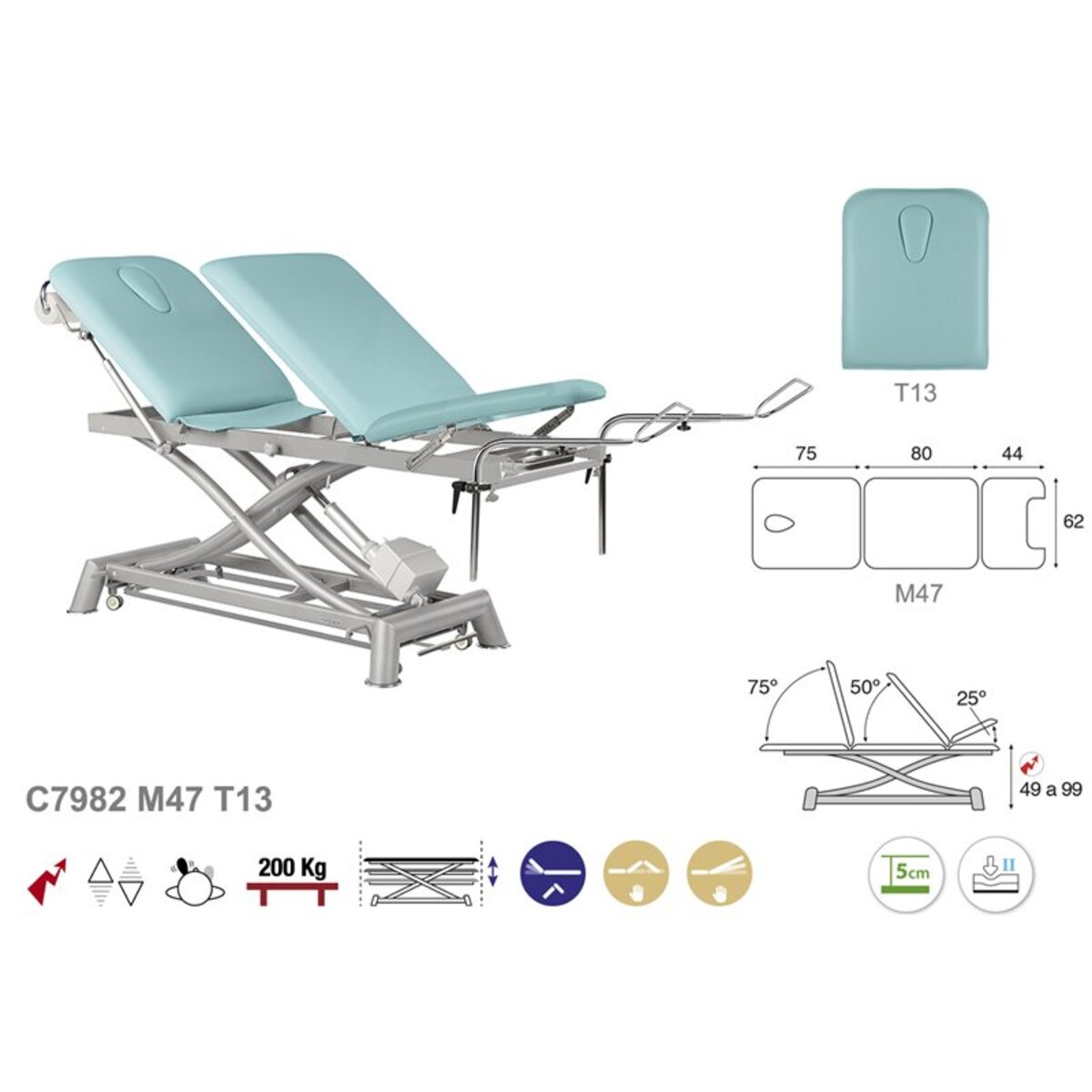 ASCC82 C5982C7982C5582C7582 Fauteuil gynecologique T13 62x200 serie C82 M05