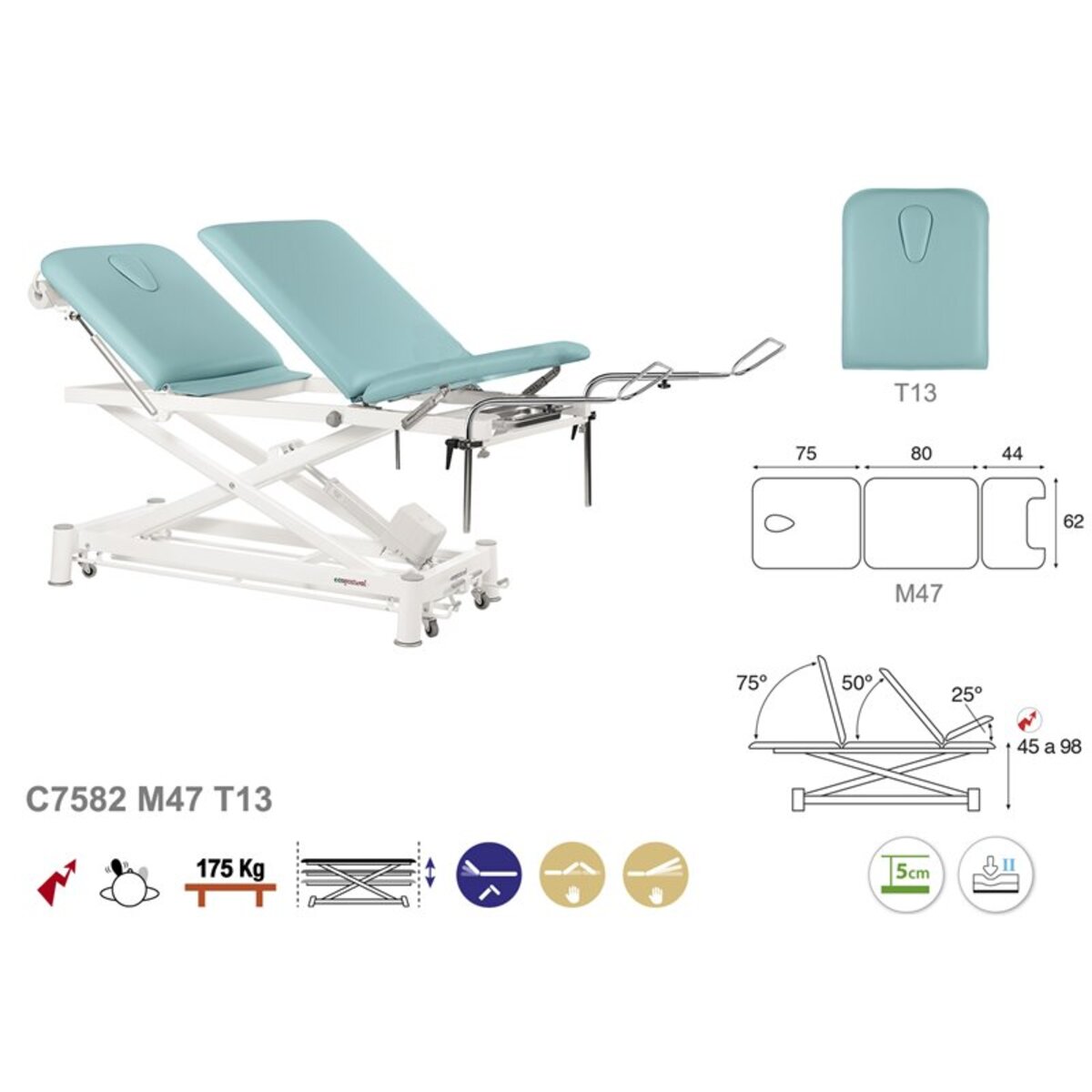ASCC82 C5982C7982C5582C7582 Fauteuil gynecologique T13 62x200 serie C82 M06