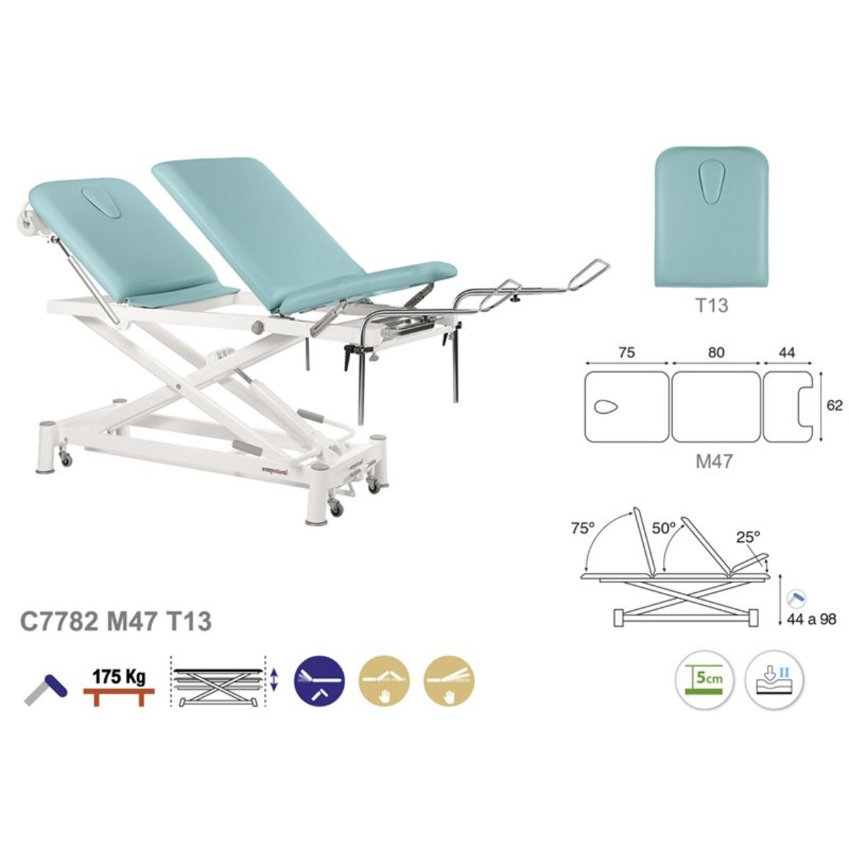 ASCC82 C5982C7982C5582C7582 Fauteuil gynecologique T13 62x200 serie C82 M07