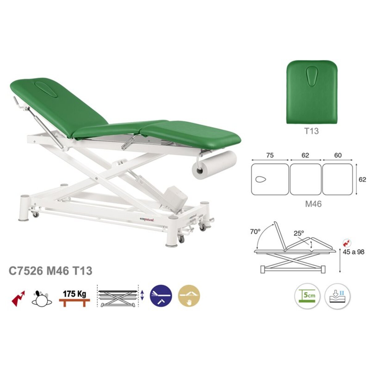 ASCC26 C5526C7526C7926C3525 Table electrique 3 plans T13 62x198 Serie C26 M05