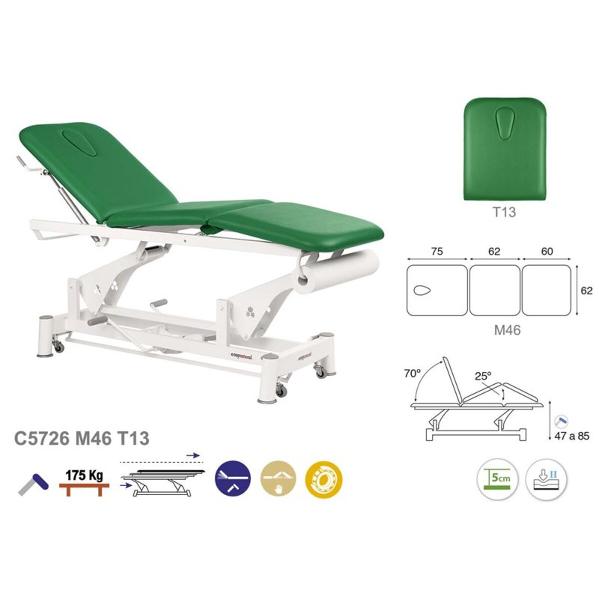 ASCC26 C5526C7526C7926C3525 Table electrique 3 plans T13 62x198 Serie C26 M07