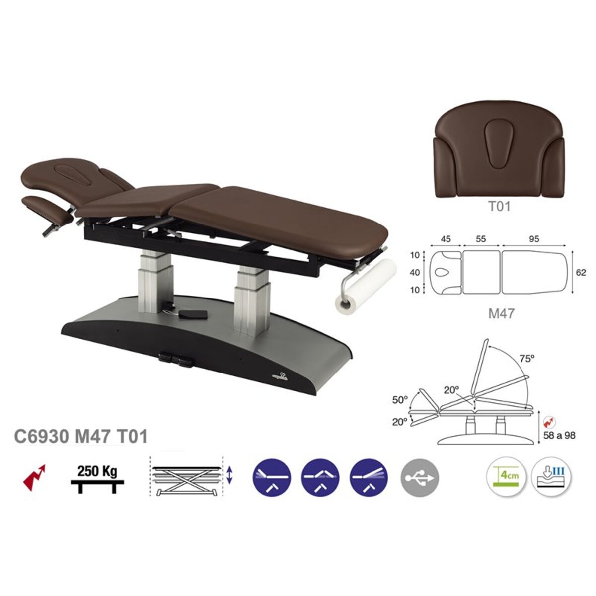 ASCC30 C5930C7930C5530C7530 Table electrique multifonction T01 62x200 serie C30 M09