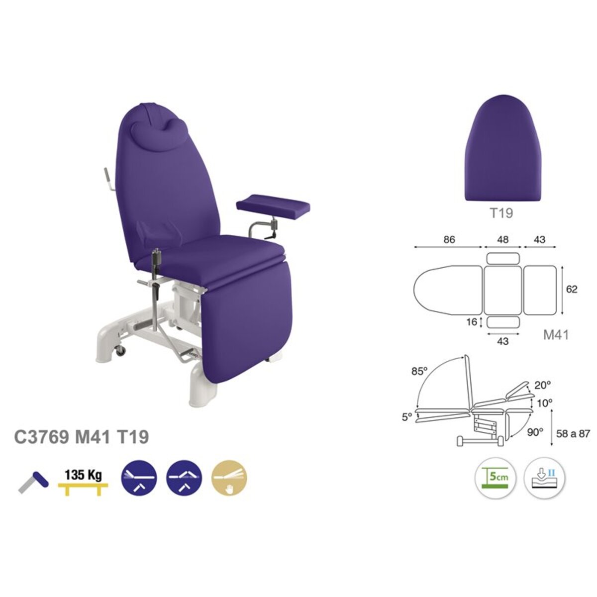 ASCC69 C3569C3769C4369 Fauteuil de prelevement electrique M03