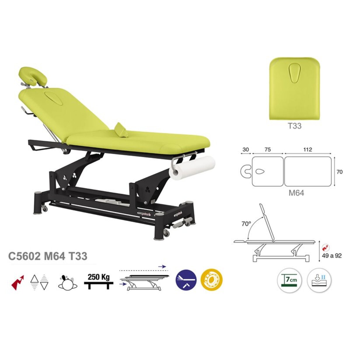 ASCC03 C5903C7903C5503C7503 Table electrique 3 plans T33 70x198 serie C03 M04