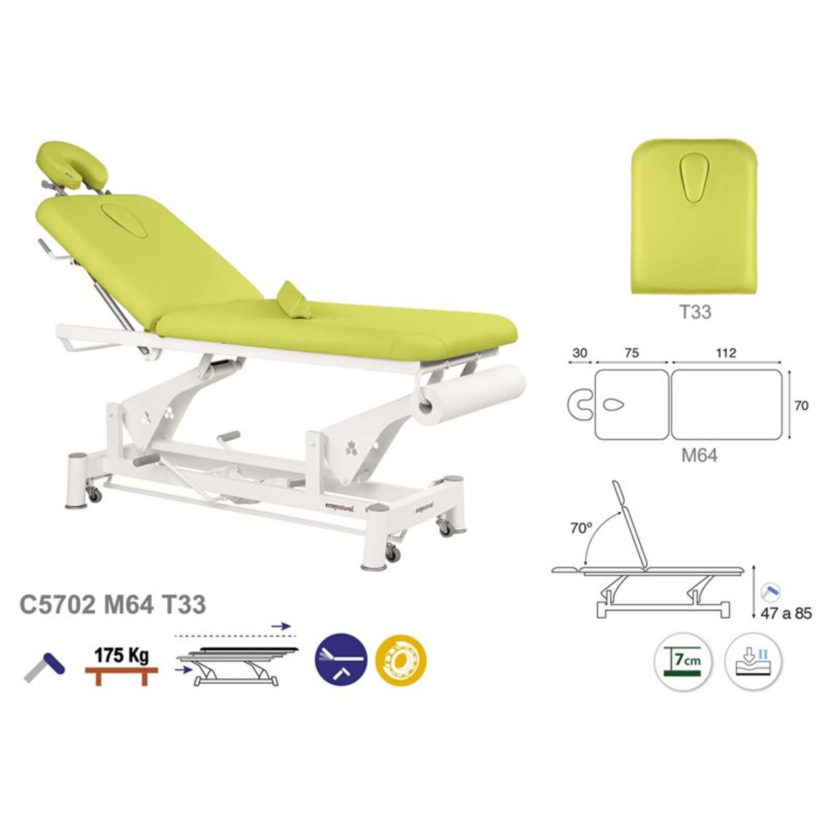 ASCC02 C5902C7902C5502C7502 Table electrique 2 plans T33 70x188 serie C02 M08
