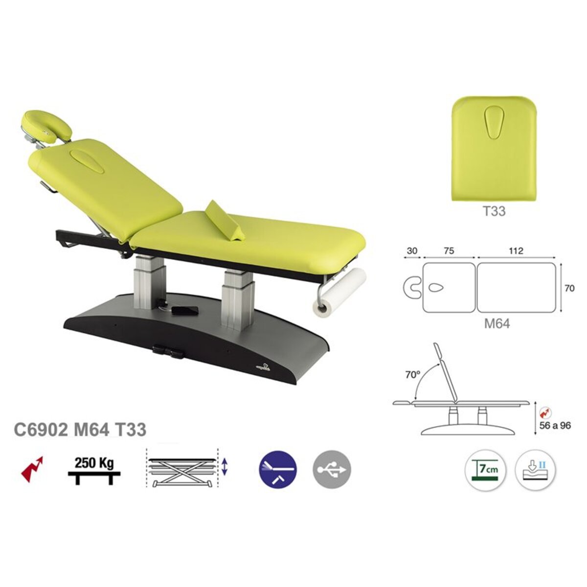 ASCC02 C5902C7902C5502C7502 Table electrique 2 plans T33 70x188 serie C02 M09
