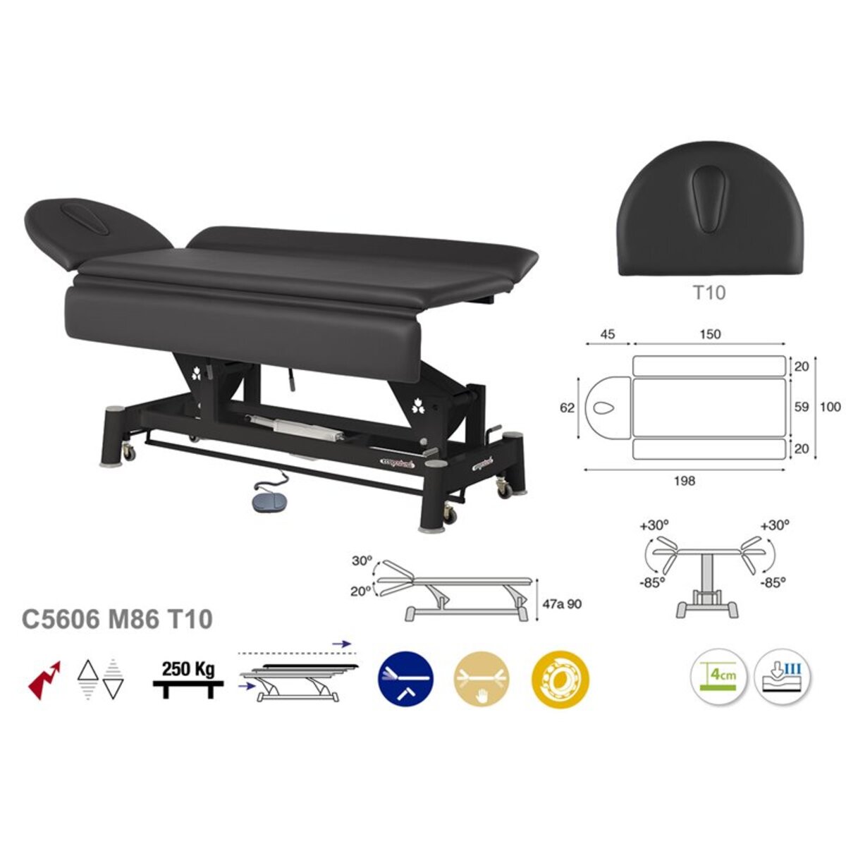 ASCC06 Table electrique modulable T10 6080100x198 Serie C06 M03