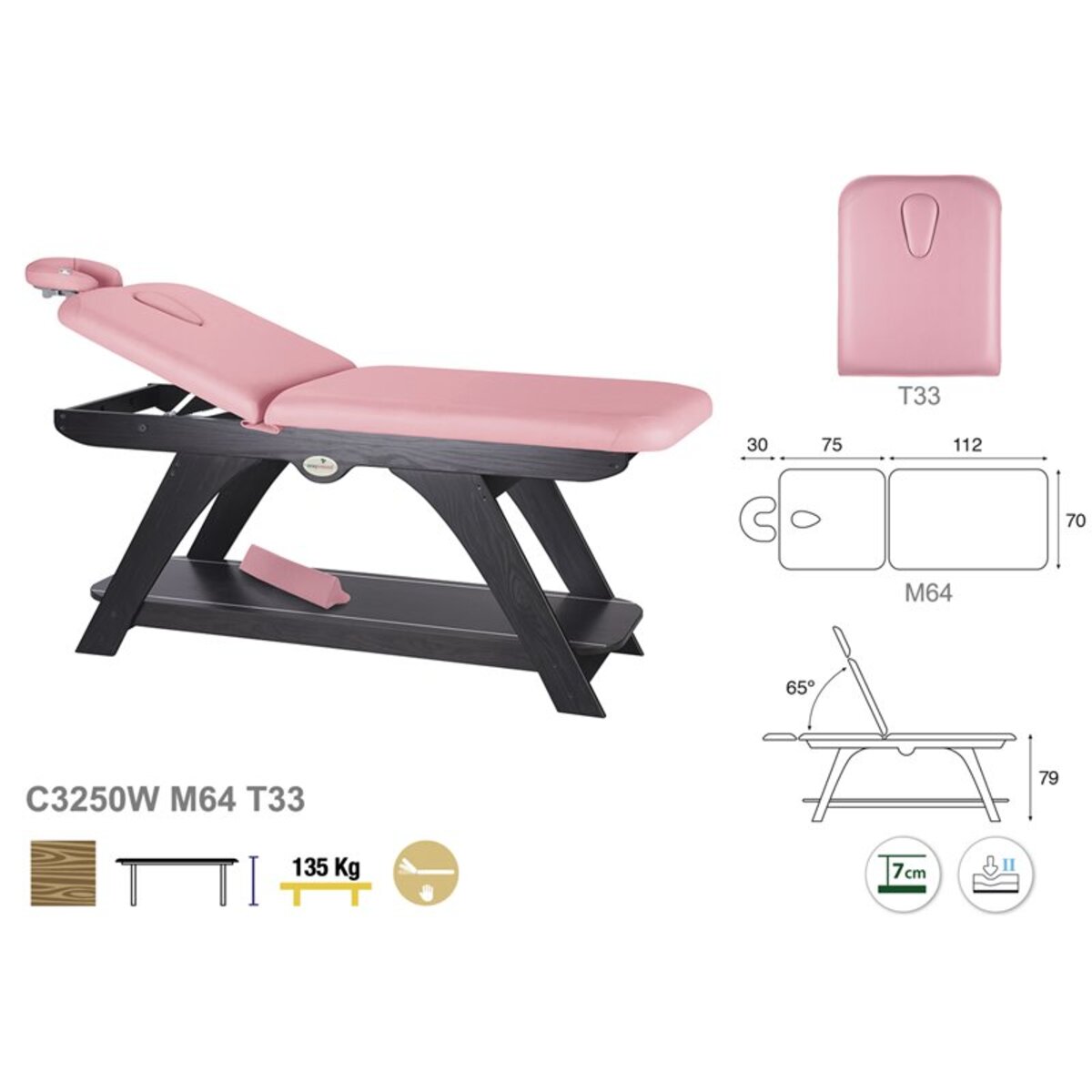 ASCC32P2 C3240WC3260C3250WC3270 Table fixe bois 2 plans T33 70x188 serie C32 M04