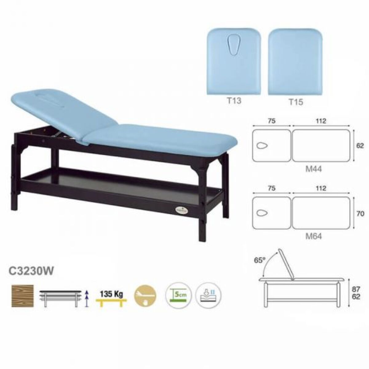 ASC-C32P2S (C3230W,C3290K,C3220,C3122) Table d'examen fixe 2 plans série C32 Ecopostural M02