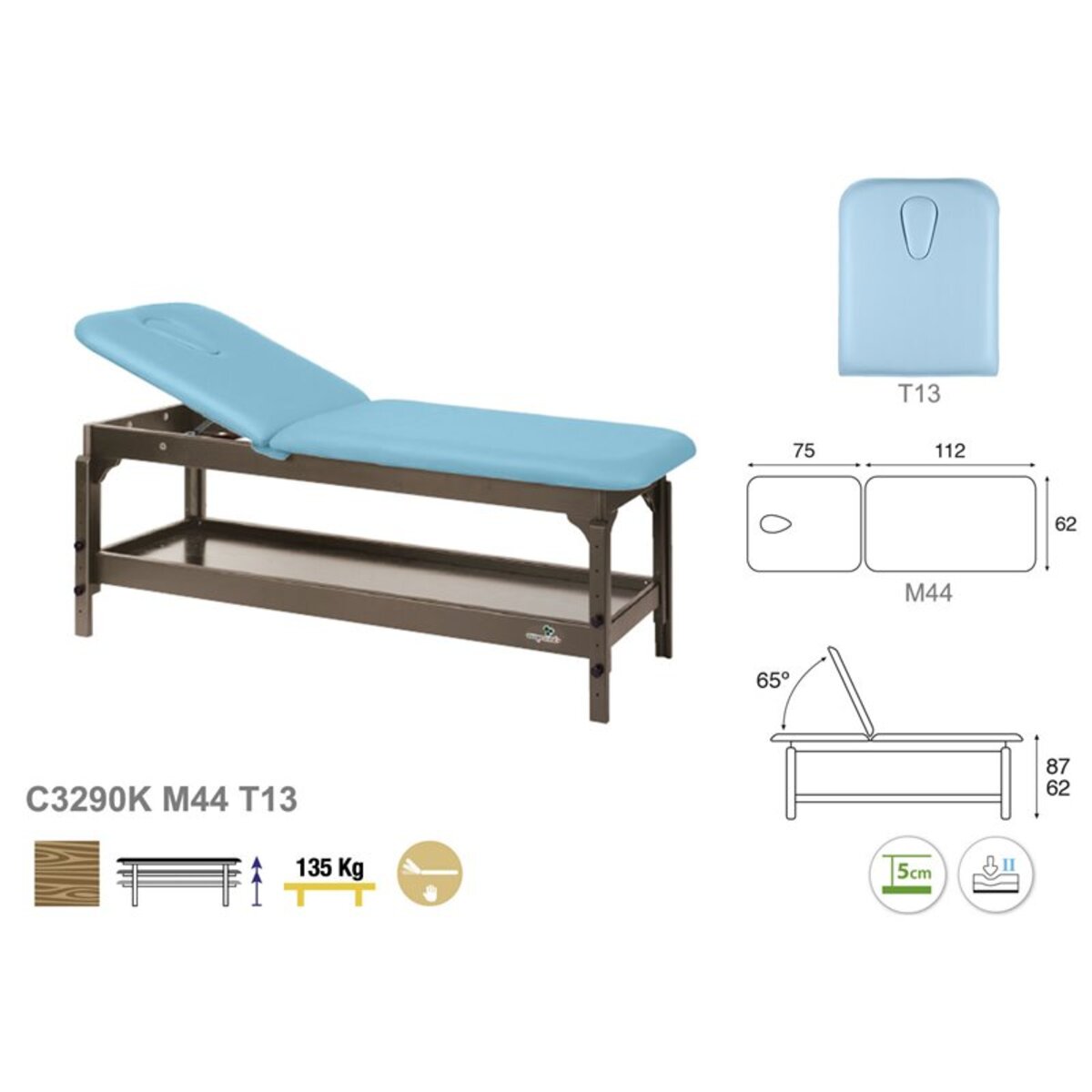 ASC-C32P2S (C3230W,C3290K,C3220,C3122) Table d'examen fixe 2 plans série C32 Ecopostural M03