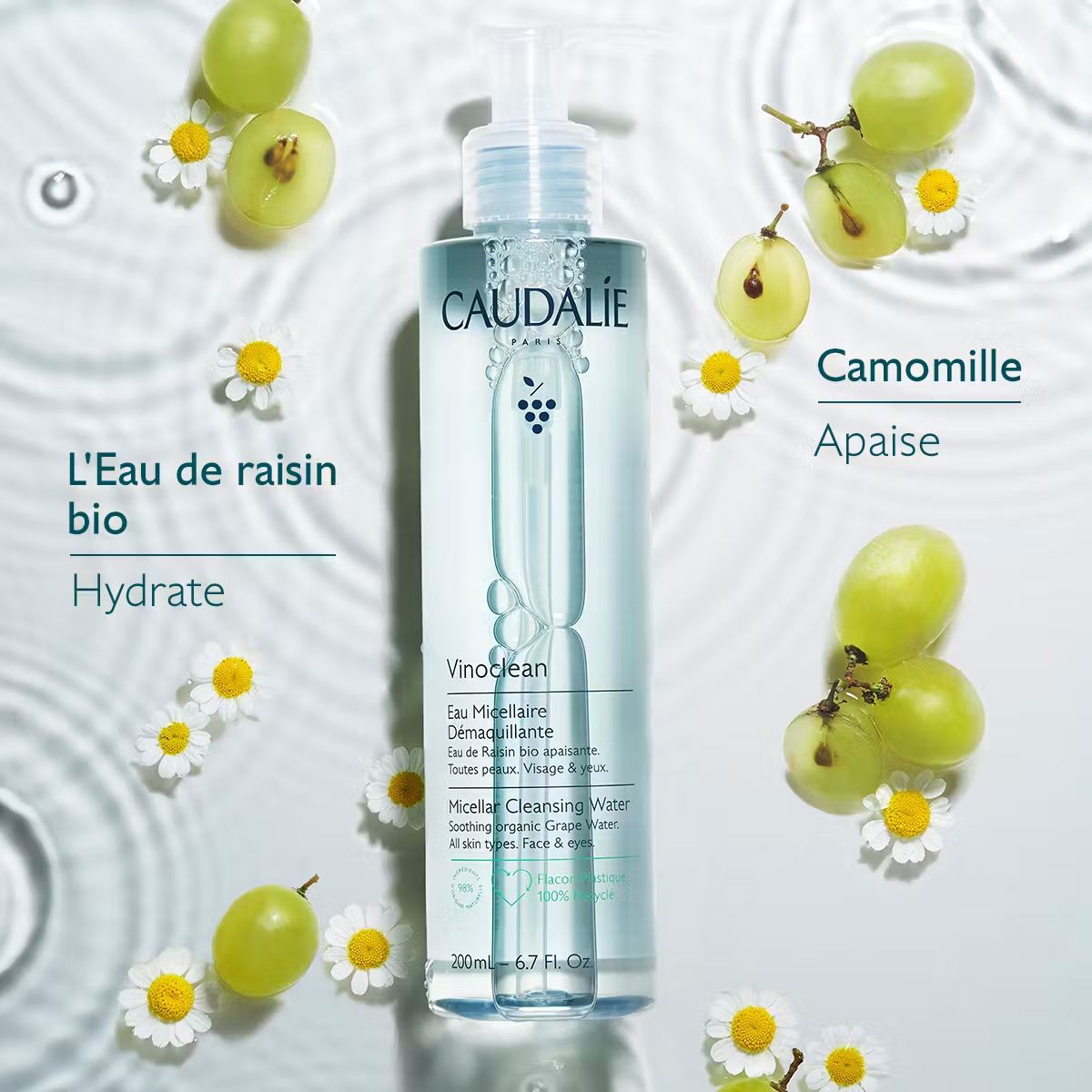 CAUDALIE VINOCLEAN EAU MICELLAIRE DEMAQUIL.  400ml M02