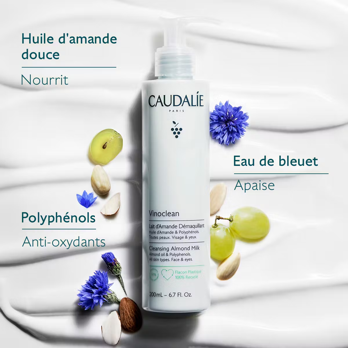 CAUDALIE Vinoclean Lait d'Amande Démaquillant 200ML M02