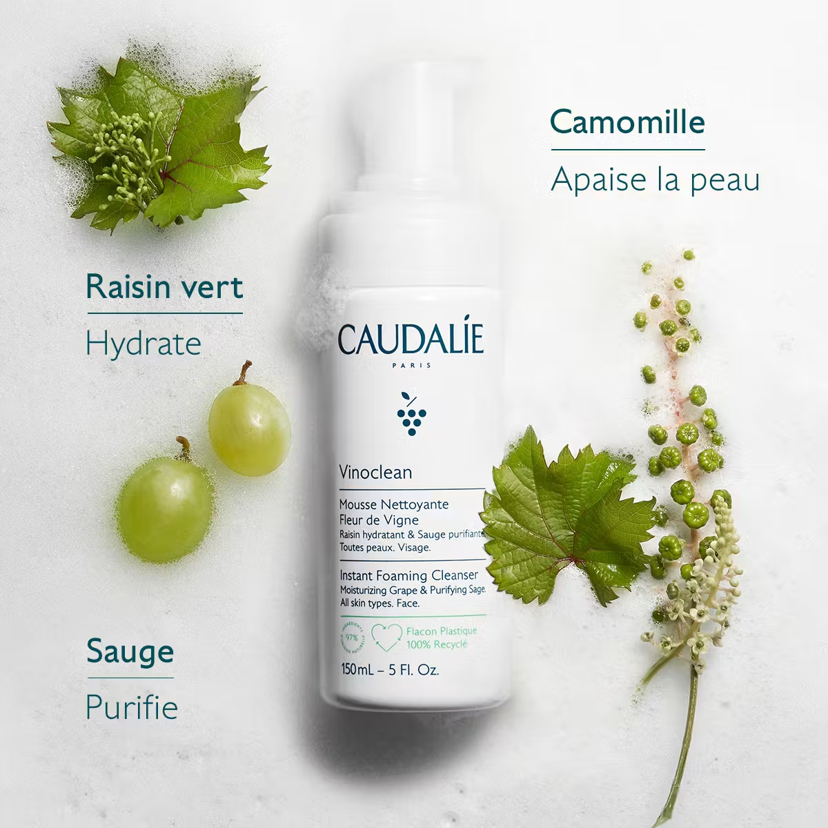 CAUDALIE Vinoclean Mousse Nettoyante Fleur de Vigne 50ml M02