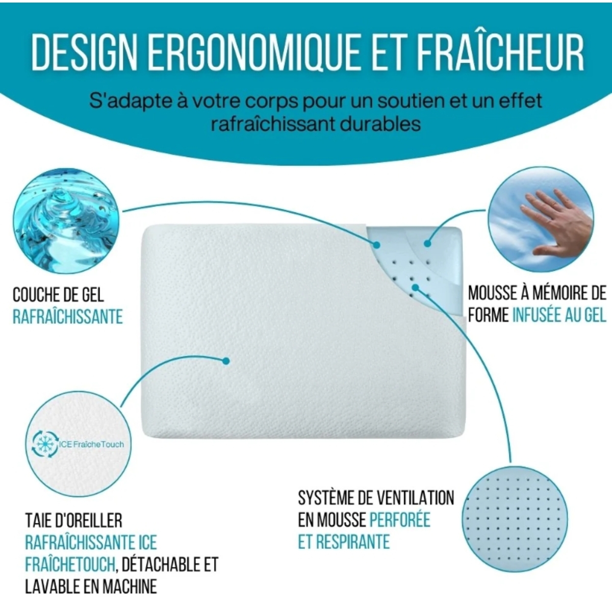 Oreiller climaconfort gel refraichissant M04