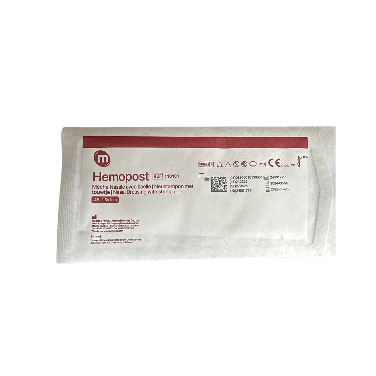 Mèche nasale pour épistaxis avec ficelle Hemopost M03