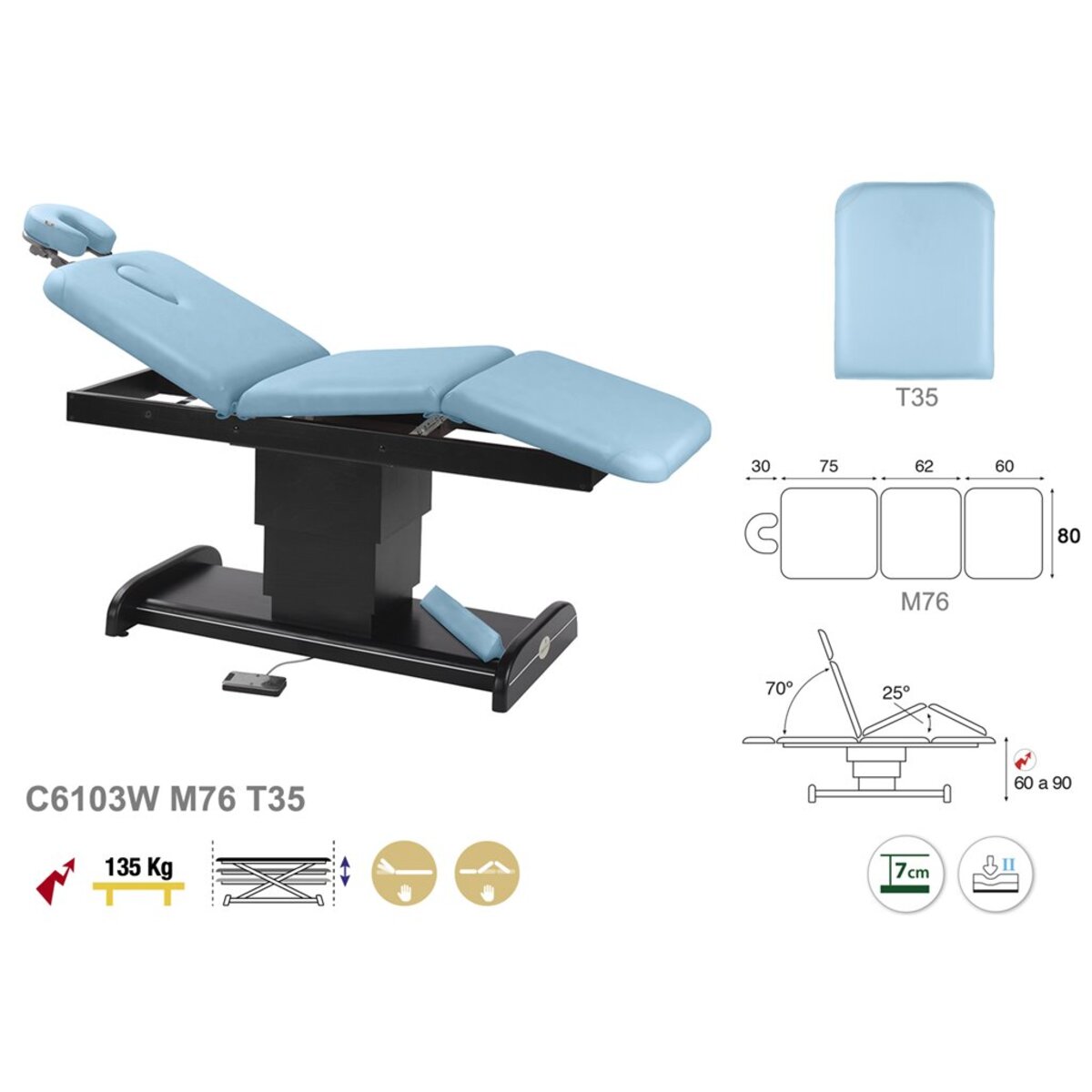 TABLE ELECTRIQUE PIETEMENT CENTRAL BOIS - WENGE M07