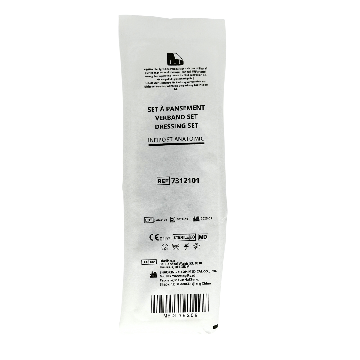 Pince anatomique stérile à usage unique bleu Infipost M02