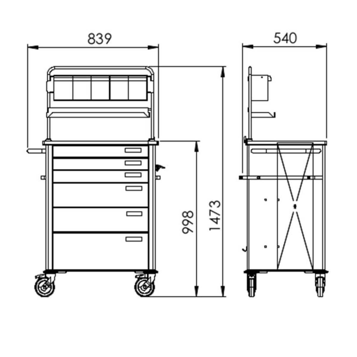 Chariot d'anesthésie AGENCINOX M02