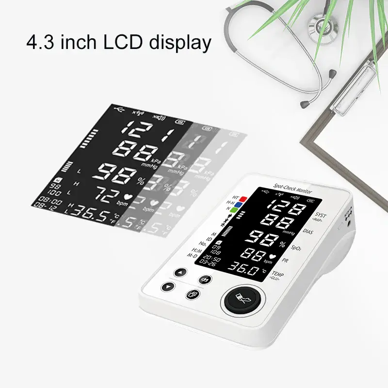 LepuCreativeMedicalPortableAll-in-oneVitalSignsMonitorPC-303SpotCheckMonitorMeasureECGSpO2PulseRateNIBPTemperatureBloodGlucoseSupportBluetoothConnection-1.webp